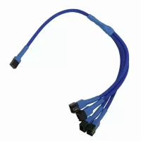 Разветвитель Nanoxia 3-pin в 4 х 3-pin, 30см.синий NX34A30B