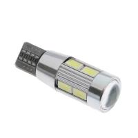 Автолампа светодиодная, T10, 12 В, 10 SMD, линза