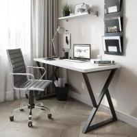 Письменный стол домус СП014 белый/металл черный (136 см)