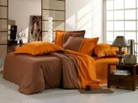 Постельное белье Вальтери OD-10, 2-спальное, сатин, 50x70 и 70x70, коричневый, оранжевый
