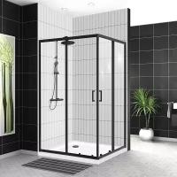 BelBagno Душевой уголок BelBagno Uno-195, 100 х 80 х 195 см, профиль черный матовый, стекло прозрачное, UNO-195-AH-2-100/80-C-NERO