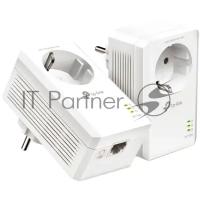 Сетевой адаптер TP-Link AV1000 Gigabit Passthrough Powerline Starter KitSPEED: 1000 Mbps PowerlineSP