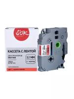 Кассета с лентой TZE-431 для Brother PT-E550WVP, PT-H110, PT-P700, PT-E110VP S'OK черный на красном, 12мм/8м, наклейка