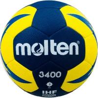 Мяч гандбольный MOLTEN 3400, H3X3400-NB, р.3, 32пан, ПУ, сертификат IHF, маш.сшив., темно-сине-желтый