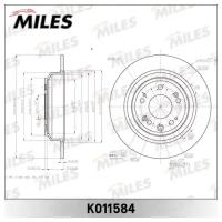 Диск тормозной HONDA ACCORD 2.4 08- задний D=305мм. K011584 MILES K011584