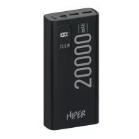 Внешний аккумулятор Hiper EP 20000, 20000 мАч, 3A, 2 USB, QC, PD, дисплей, черный