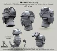 LRE16005 Crye Airframe helmet and choops without cover with head, 1/16 scale