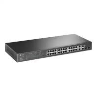 TP-LINK TL-SL2428P JetStream Smart коммутатор уровня 2 с 24 портами 10/100 Мбит/с, 4 гигабитными портами и 24 портами PoE+, бюджет PoE: до 250 Вт, поддержка управления питанием PoE, множество функций L2, установка в стойку 1U (030612) TL-SL2428P