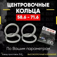 Центровочные кольца для дисков 58.6 - 71.6 (алюминиевые) 4шт. переходные центрирующие проставочные супинаторы на ступицу