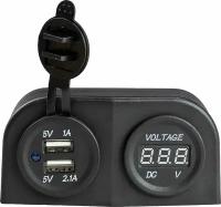 Разъем USB 5в 3.1А и цифровой вольтметр для крепления на приборную панель AD6-2013/4010