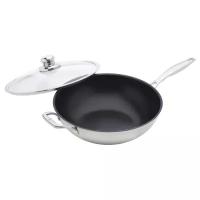 Сковорода с крышкой Swiss Diamond Nonstick Clad wok 5,5 л, сталь нержавеющая, п/к