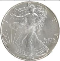 Клуб Нумизмат Монета доллар Америки 1994 года Серебро Шагающая свобода