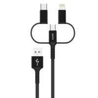 PERO Кабель 3 в 1 PERO DC-06 Universal, USB - microUSB/Lightning/Type-C, 2.4 А, 2 м, черный