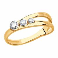 Золотое кольцо Золотые узоры 04-61-0208-01 с цирконием, Золото 585°, размер 16