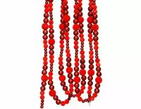 Ёлочные бусы пластиковые красный бархат, 12 мм, 2.4 м, Kaemingk (Decoris)