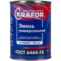 Эмаль ПФ-115 универсальная Krafor, алкидная, глянцевая, 0,8 кг, зеленая