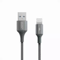 USB-кабель Aspor Lightning для зарядки телефона, серый с тканевой оплёткой