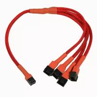 Разветвитель Nanoxia 3-pin в 4 х 3-pin, 30см.красный NX34A30R