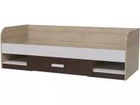 4-2007 Кровать односпальная с ящиком Арабика дуб ривьера/белый/коричневый