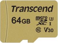 Карта памяти/ Transcend 64GB microSDXC Class 10 UHS-I U3 V30 R95, W60MB/s with adapter