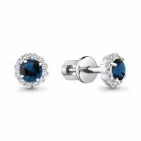 Серьги Aquamarine арт. А4408608А серебряные с фианитом и Лондон топазом