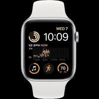 Apple Умные часы Apple Watch SE2, 44 мм, White sport band, Silver Aluminium (MNK23)