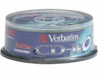 Диск Verbatim Диск CD-R 700МБ 52x Verbatim 43432, пласт.коробка, на шпинделе (25шт./уп.)