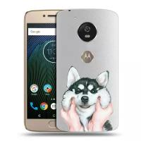 Полупрозрачный дизайнерский силиконовый чехол для Моторола Мото Ж5с / Motorola Moto G5s Хаски