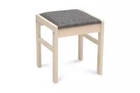 Табурет Боровичи-Мебель Модерн с мягкой крышкой выбеленная береза / серый 38х39.6х43.5 см