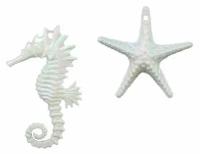 Акриловые ёлочные игрушки морской конёк И звезда радужные, 10-12 см, набор - 2 шт., Forest Market