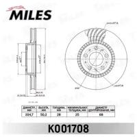 Диск тормозной подходит для VOLVO S60 00-/S80 98-06/V70 00-/XC70 00- передний D=305мм. K001708 MILES K001708