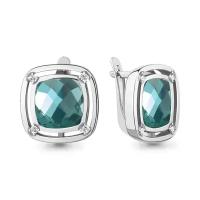 Серебряные серьги Aquamarine А4771588А с фианитом и турмалином, Серебро 925°