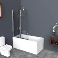 BelBagno Душевая шторка на ванну BelBagno UNO, 80 х 150 см, стекло прозрачное, профиль хром, UNO-V-2-80/150-C-Cr