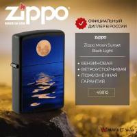 Зажигалка бензиновая ZIPPO 49810 Full Moon Design, черная, матовая, подарочная упаковка