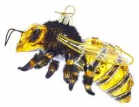 Ёлочная игрушка пчела, стекло, 10 см, Kurts Adler