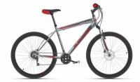 Велосипед BLACK ONE Hooligan 26 D (2021), горный (взрослый), рама 18", колеса 26", серый/красный, 18кг [hd00000461]