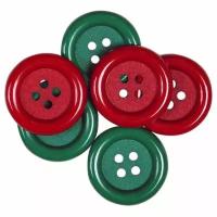Пуговицы Favorite Findings - круглые, пластиковые, красно-зеленые 6 шт., 1 упаковка