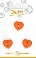 Пуговицы Union Knopf, в форме сердца, полиэстер, оранжевые, 3 шт., 1 упаковка