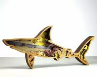 Конструктор деревянный "Акула", для самостоятельной сборки и раскраски, не окрашенный - Детская Логика