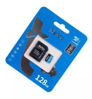 Flash card / Флеш карта microSDHC 128GB Netac P500 (с SD адаптером) 80MB/s