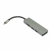 Адаптер Type C на HDMI, USB 3.0x2, SD/TF для MacBook серебристый