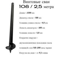 Винтовые сваи СВС 108 длина 2,5 метра (10) сварные, нагрузка от 4,5 тонн, активстрой