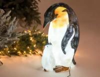 Светящаяся фигура пингвин С пингвинёнком из стекловолокна, 8 тёплых белых LED-огней, 59 см, уличный, Kaemingk (Lumineo)