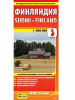 финляндия. автодорожная и туристическая карта складная, масштаб 1:850000, 1:260000