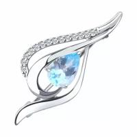 Серебряная брошь Diamant online 94-340-01045-1 с топазом и фианитом