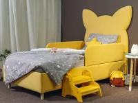 Кровать KITTY односпальная 90х200, интерьерная детская кровать, велюр