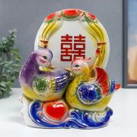 Нэцке керамика "Уточки-мандаринки с сердцем" 22х23х11см