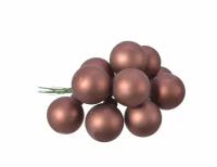 Гроздь стеклянных матовых шариков на проволоке, 12 шаров по 25 мм, цвет: шоколадный трюфель, Kaemingk