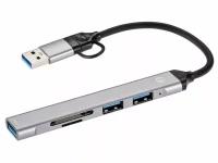 Адаптер VCOM Type-C - USB 3.0+2xUSB2.0+SD+TF DH297