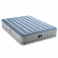 INTEX Надувная кровать с насосом Mid-Rise Comfort со встроенным USB-насосом, 152*203*36 см 64159